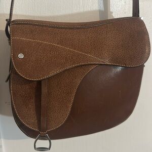 Vintage Gucci Brown Leather Saddle Crossbody Bag